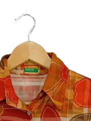 Vorschaubild 2 von BENETTON Damen Hemdbluse Gr. 36;S Retro Blumenmuster Kariert Mehrfarbig