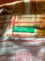 Vorschaubild 5 von BENETTON Damen Hemdbluse Gr. 36;S Retro Blumenmuster Kariert Mehrfarbig