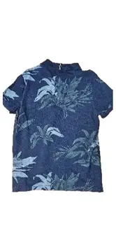 Vorschaubild 2 von Herren Poloshirt Gr. L Blau Tropical Muster Regular Fit