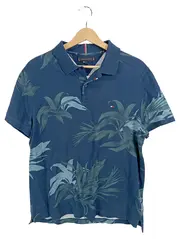 Vorschaubild 1 von Herren Poloshirt Gr. L Blau Tropical Muster Regular Fit