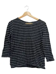 Vorschaubild 1 von Langarmshirt Damen XS Schwarz Gestreift Baumwolle 3/4-Arm