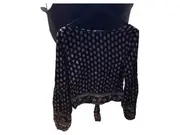 Vorschaubild 5 von Damen Bluse XS Bohemian Ethno Muster Schwarz Bindedetail Langarm