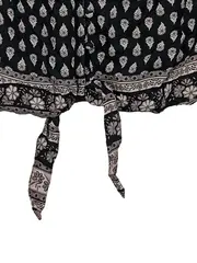 Vorschaubild 4 von Damen Bluse XS Bohemian Ethno Muster Schwarz Bindedetail Langarm