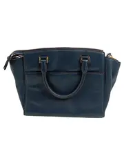 Vorschaubild 1 von Henkeltasche Leder Dunkelblau Damen Handtasche Gold Logo