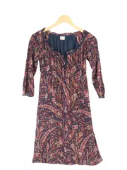 Vorschaubild 1 von Damen Freizeitkleid Gr. 34/XS Blau Paisley Bohemian Langarm