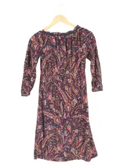 Vorschaubild 2 von Damen Freizeitkleid Gr. 34/XS Blau Paisley Bohemian Langarm