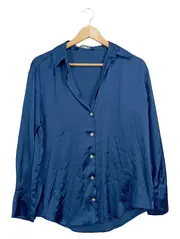 Vorschaubild 1 von Hemdbluse Damen Blau Langarm Elegant Business Gr. 36 S