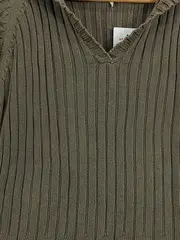 Vorschaubild 3 von TCM Damen Pullover Strick Gr. 38 M Oliv Rippstrick Langarm Baumwolle