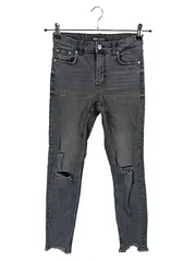 Vorschaubild 1 von Skinny Jeans Damen Gr. 34 Grau Destroyed Röhrenjeans High Waist