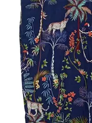 Vorschaubild 2 von Damen Jogginghose Gr. 44 Blau Viskose Tropisches Muster Casual