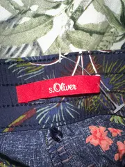 Vorschaubild 3 von Damen Jogginghose Gr. 44 Blau Viskose Tropisches Muster Casual