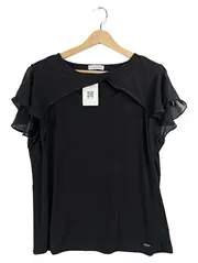 Vorschaubild 1 von Damen Top Elegant Rüschen Kurzarm Schwarz Gr. 38/M
