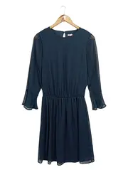 Vorschaubild 1 von Damen Blusenkleid Gr. 36/S Blau Elegant Polyester Midikleid