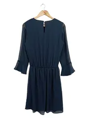 Vorschaubild 2 von Damen Blusenkleid Gr. 36/S Blau Elegant Polyester Midikleid