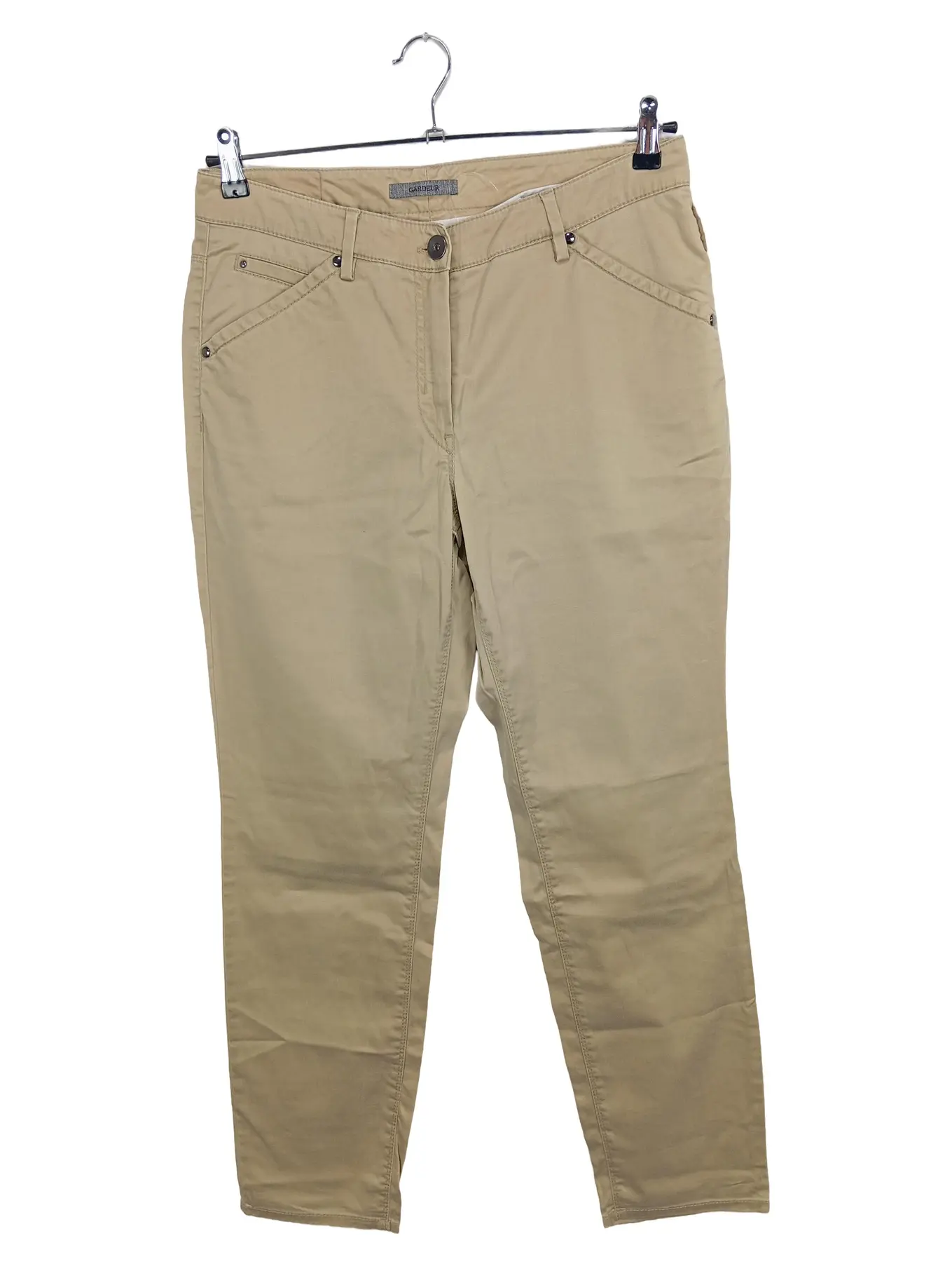 GARDEUR Damen Stoffhose Beige Gr. 40 Casual Basic Komfortabel Baumwolle