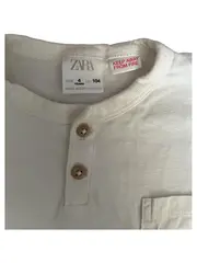 Vorschaubild 4 von Jungen T-Shirt Gr. 104 Beige Baumwolle Kurzarm Henley Casual
