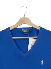Vorschaubild 3 von V-Ausschnitt Pullover Herren Blau Gr. XL Baumwolle