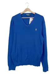 Vorschaubild 1 von V-Ausschnitt Pullover Herren Blau Gr. XL Baumwolle