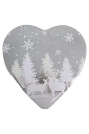 Vorschaubild 1 von Dekodose Herz Grau Wintermotiv Schneeflocken Rentiere Weihnachtlich
