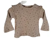 Vorschaubild 1 von Langarmshirt Mädchen Gr. 86 Beige Blumenmuster Rüschen Baby