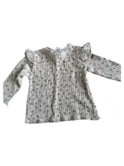 Vorschaubild 2 von Langarmshirt Mädchen Gr. 86 Beige Blumenmuster Rüschen Baby