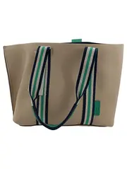 Vorschaubild 1 von Damen Sporttasche Neopren Beige Gestreifte Träger Freizeit Tasche