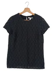 Vorschaubild 1 von Damen Top Gr. 36/M Schwarz Spitze Elegant Kurzarm Bluse