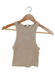 Vorschaubild 1 von Damen Top Tanktop Rippstrick Beige Gr. S 36 Basic Crop