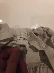 Vorschaubild 3 von Latzhose Mädchen Gr. 86 Beige Rüschen Leinen Baumwolle