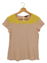 Vorschaubild 1 von Damen T-Shirt Gr. 36/S Beige mit Spitze Elegant Casual