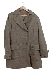 Vorschaubild 1 von Damen Wollmantel Gr. 42 Braun Meliert Doppelreiher