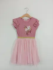 Vorschaubild 2 von Kinderkleid Mädchen Einhorn Tüllkleid Pink Gr. 116 Pailletten Rüschen