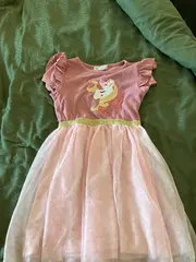 Vorschaubild 3 von Kinderkleid Mädchen Einhorn Tüllkleid Pink Gr. 116 Pailletten Rüschen