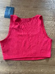 Vorschaubild 6 von Damen Crop Top Rippstrick Rot Gr. 40/L Ärmellos