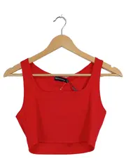 Vorschaubild 1 von Damen Crop Top Rippstrick Rot Gr. 40/L Ärmellos