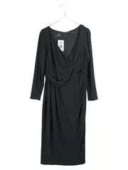 Vorschaubild 1 von Wickelkleid Schwarz Damen Gr. XL Elegant Festlich Langarm