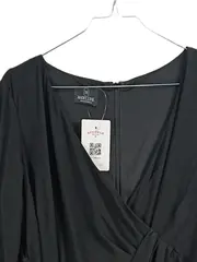 Vorschaubild 2 von Wickelkleid Schwarz Damen Gr. XL Elegant Festlich Langarm