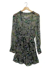 Vorschaubild 2 von Damen Kleid Gr. M Paisley Muster Langarm Rüschen Boho Mehrfarbig