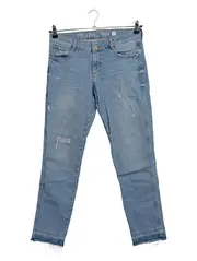 Vorschaubild 1 von Denim Jeans Damen Slim Fit Shape Ankle Gr. 38 Hellblau Destroyed