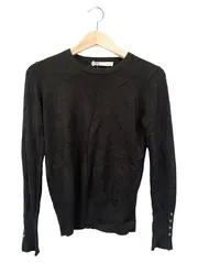 Vorschaubild 1 von Pullover Damen Gr. 36/S Schwarz Basic Langarm Zierknöpfe