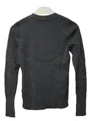 Vorschaubild 2 von Damen Pullover Rippstrick Langarm Schwarz Gr. 38/M Viskose Wolle