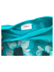 Vorschaubild 4 von Mädchen Langarmshirt Gr. 92/98 Türkis Blumen Glitzer Baumwolle