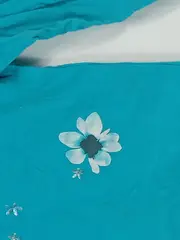 Vorschaubild 3 von Mädchen Langarmshirt Gr. 92/98 Türkis Blumen Glitzer Baumwolle