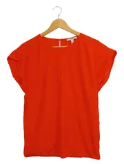 Vorschaubild 1 von Damen Bluse Gr. 38 Orange Casual Viskose Kurzarm