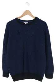 Vorschaubild 1 von Damen Pullover Gr. 40/L Blau Strickmuster Reißverschluss Elegant