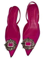 Vorschaubild 2 von Damen Slingback Pumps Pink Strass Schnalle Gr. 38 Kitten Heel Elegant