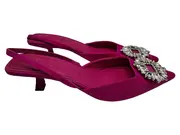 Vorschaubild 1 von Damen Slingback Pumps Pink Strass Schnalle Gr. 38 Kitten Heel Elegant