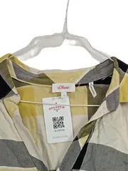 Vorschaubild 3 von Damen Bluse Gr. 44 Kariert Gelb Grau Langarm Viskose