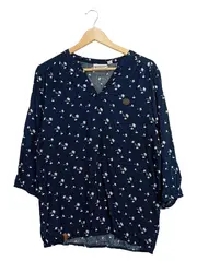 Vorschaubild 1 von Damen Bluse Gr. 38/M Blau Blumenmuster Casual Viskose 3/4-Arm