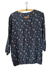 Vorschaubild 2 von Damen Bluse Gr. 38/M Blau Blumenmuster Casual Viskose 3/4-Arm